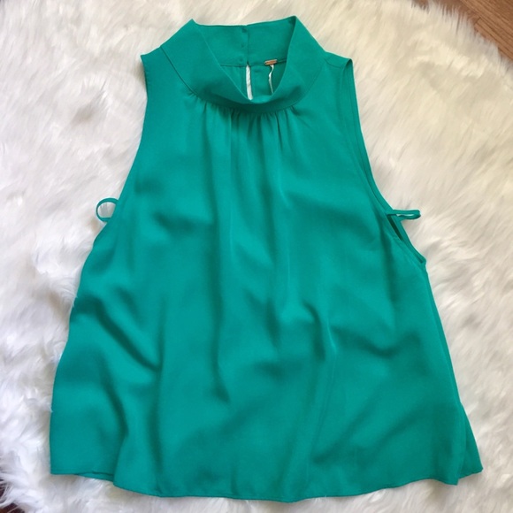 Free People sleeveless mock neck turquoise top - Picture 2 of 8